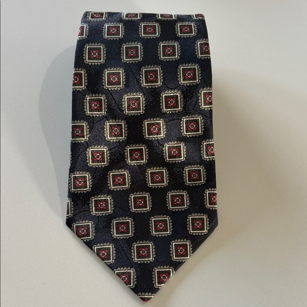 Halston Heritage Geometric Black and Red Tie